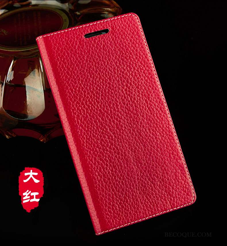 Huawei Ascend Mate 7 Coque Protection Incassable Rouge Étui En Cuir Cuir Véritable Grand