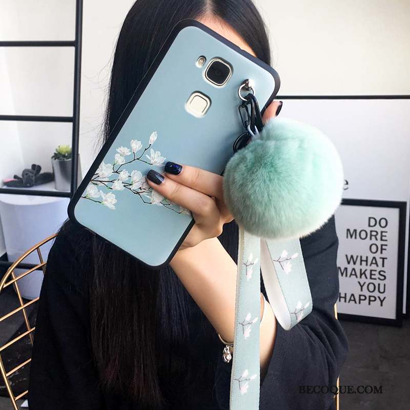 Huawei G7 Plus Bleu Clair Silicone Tout Compris Dimensionnel Gaufrage Coque De Téléphone
