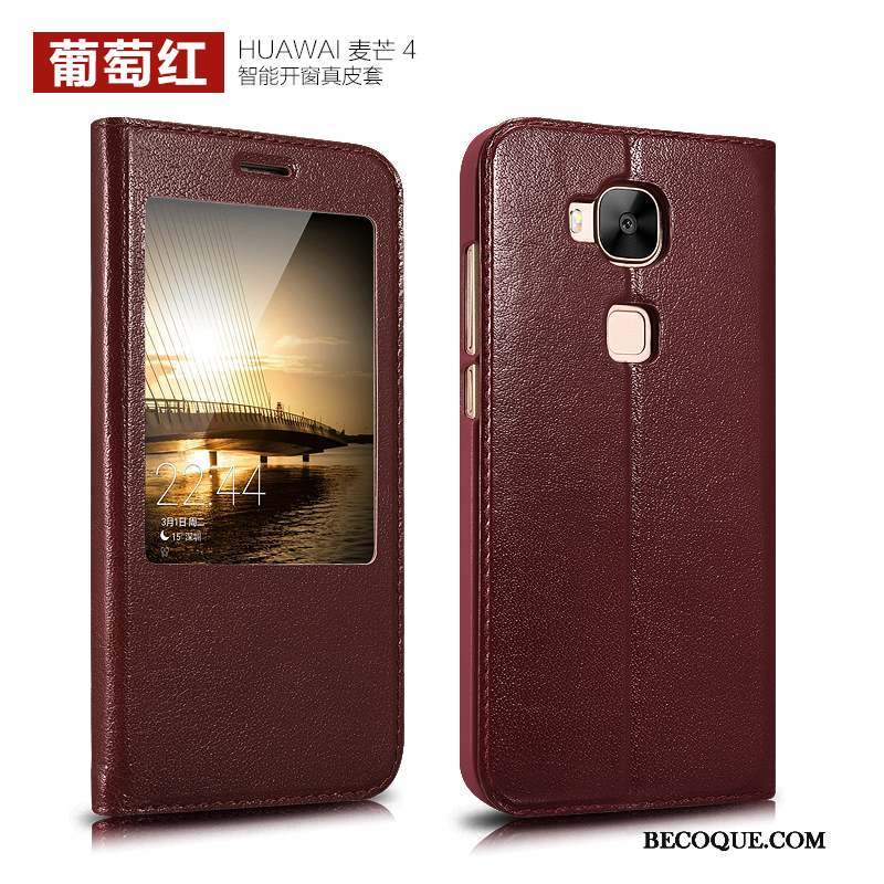 Huawei G7 Plus Coque De Téléphone Clamshell Étui En Cuir Cuir Véritable Protection Téléphone Portable
