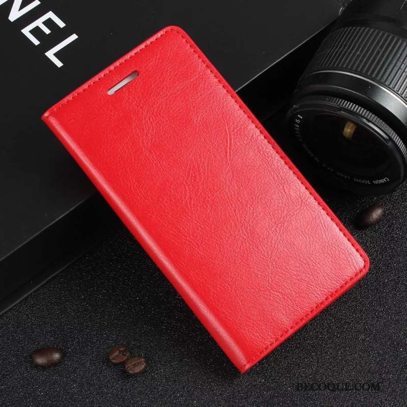 Huawei G9 Plus Étui En Cuir Coque De Téléphone Rouge Cuir Véritable Incassable Clamshell