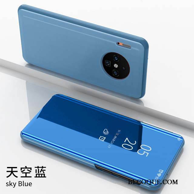 Huawei Mate 30 Pro Étui En Cuir Protection Bleu Miroir Créatif Coque De Téléphone
