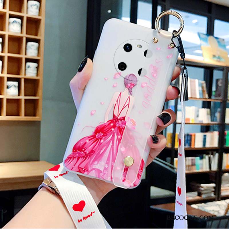 Huawei Mate 40 Coque Protection Créatif Transparent Rose Silicone Ornements Suspendus