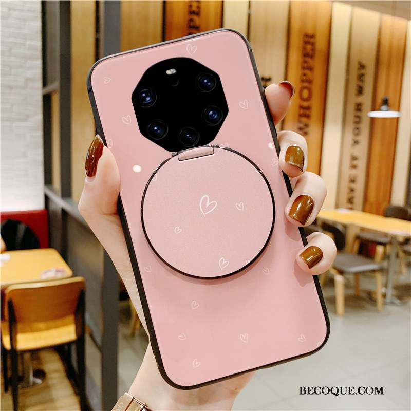 Huawei Mate 40 Rs Coque Tout Compris Protection Verre Rose Incassable Amour