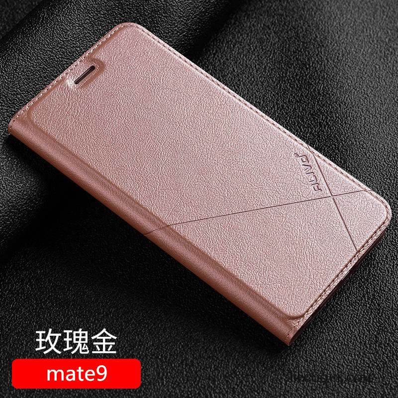 Huawei Mate 9 Clamshell Incassable Protection Étui En Cuir Coque De Téléphone Or Rose