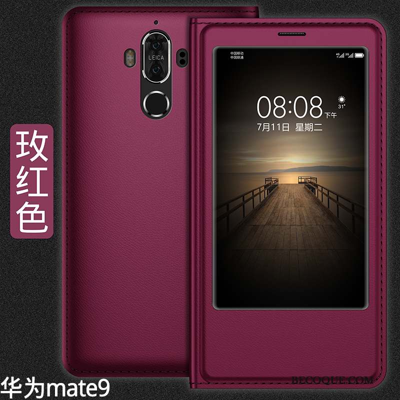 Huawei Mate 9 Coque Rouge Incassable Protection Étui En Cuir Tout Compris Housse