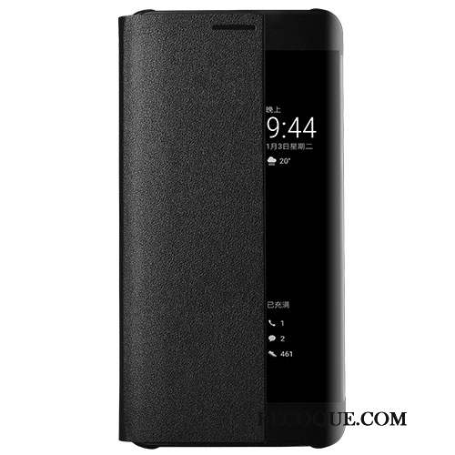 Huawei Mate 9 Pro Protection Noir Clamshell Étui En Cuir Coque Cuir Véritable