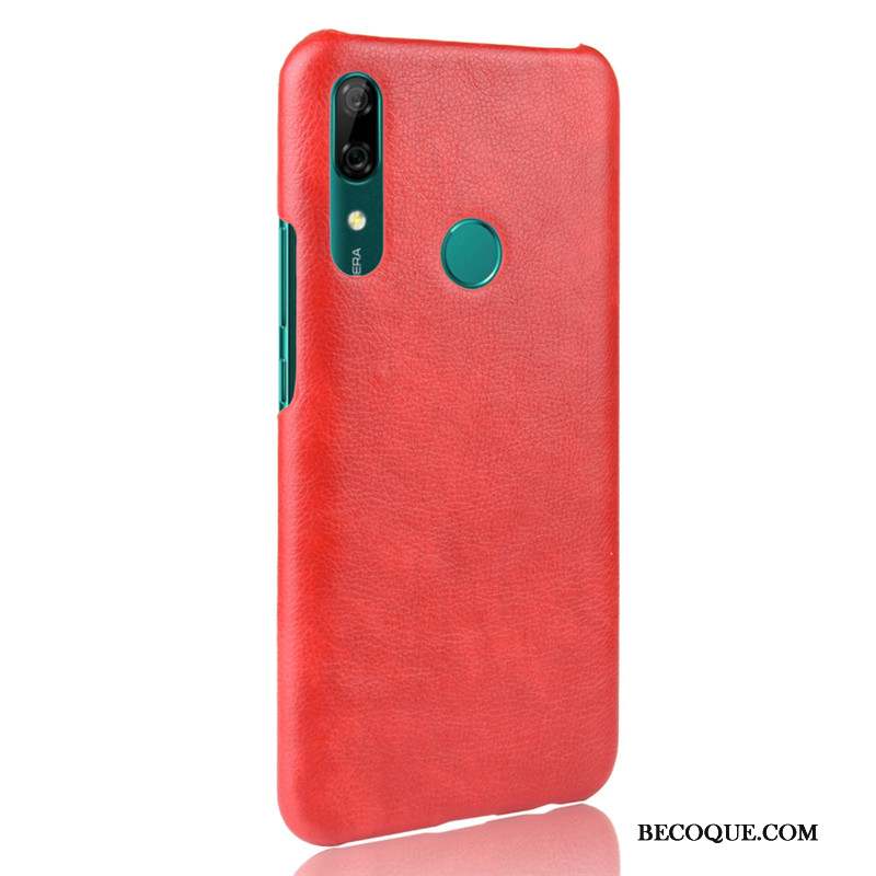 Huawei P Smart Z Incassable Litchi Coque Vintage Rouge Cuir