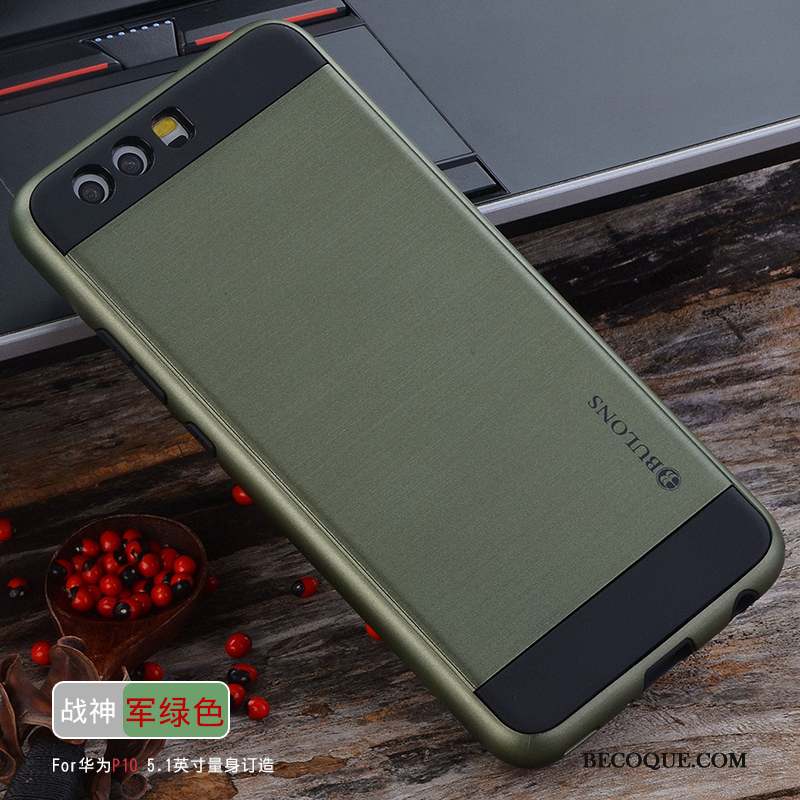 Huawei P10 Coque Protection Tissu Incassable Étui Vert Fluide Doux