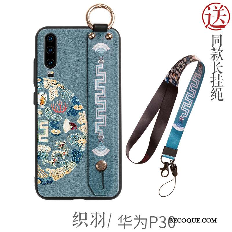 Huawei P30 Coque Bleu Créatif Style Chinois Nouveau Tout Compris Personnalité