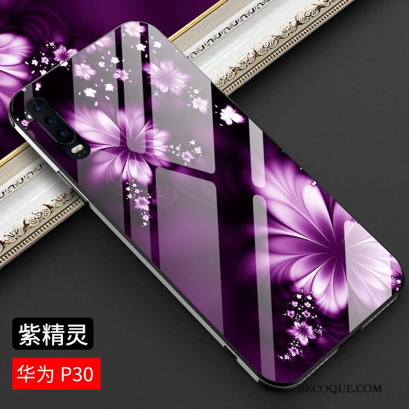Huawei P30 Coque Tout Compris Nouveau Très Mince Violet Style Chinois Tendance