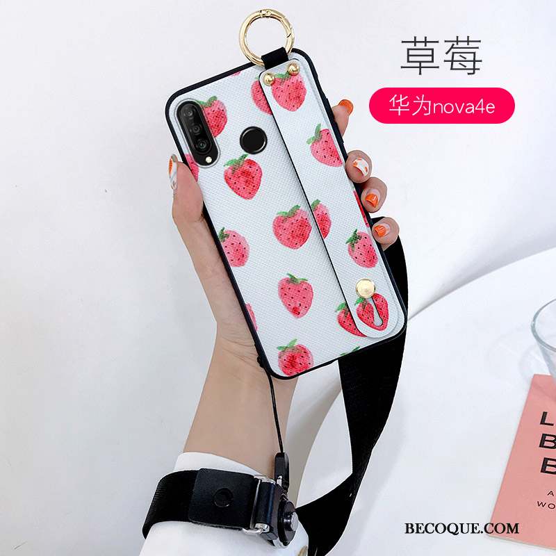 Huawei P30 Lite Tout Compris Coque De Téléphone Fruit Charmant Rose Cou Suspendu