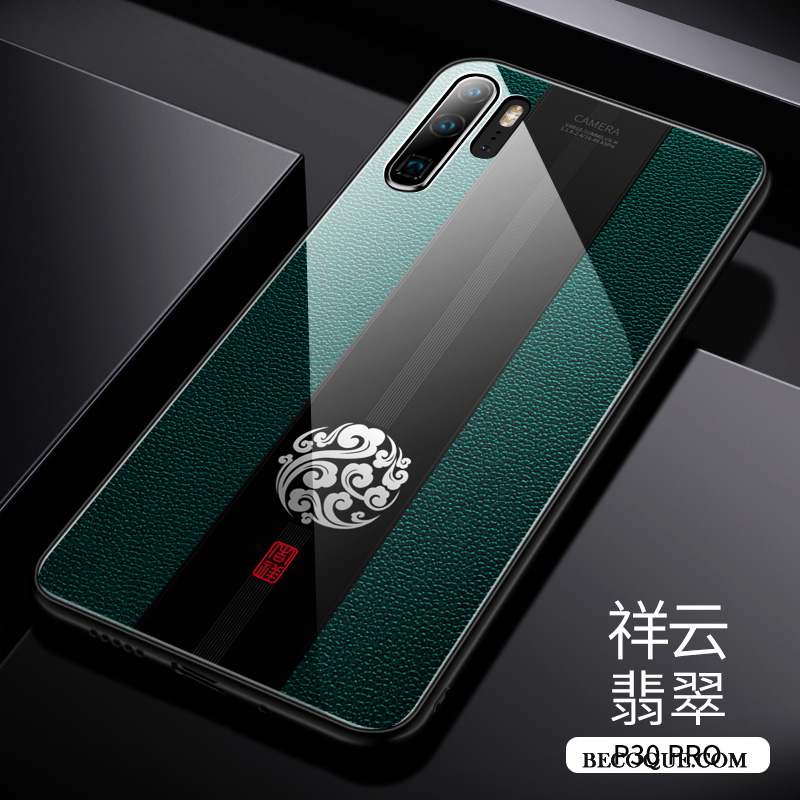 Huawei P30 Pro Très Mince Coque De Téléphone Mode Vert Verre Protection