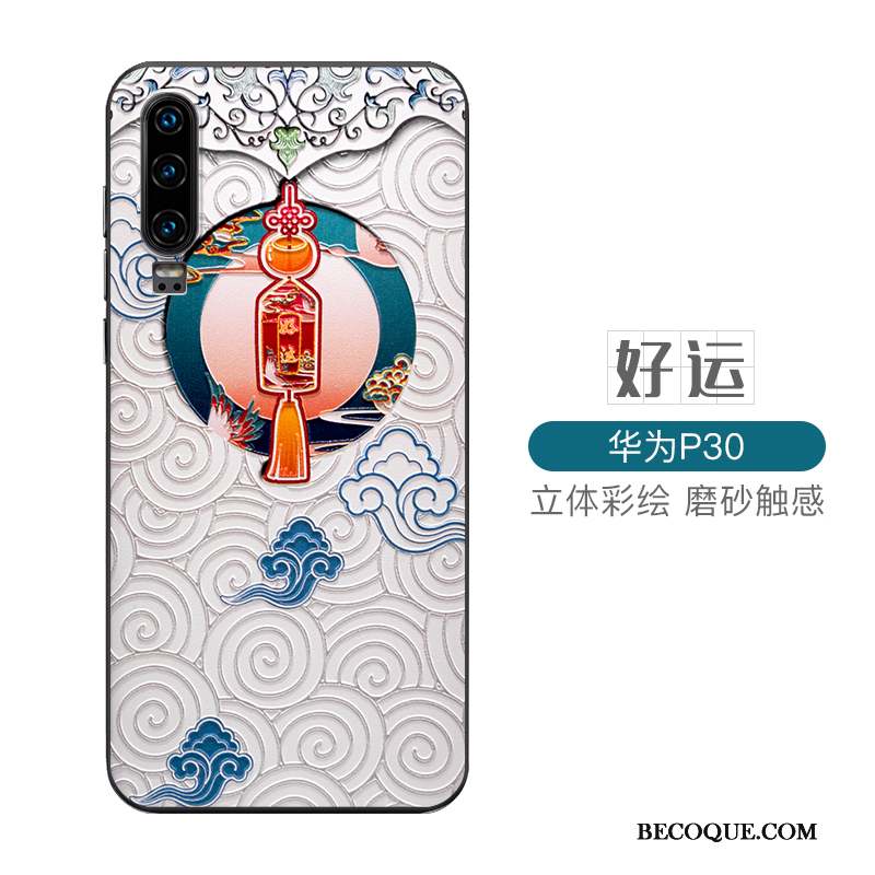 Huawei P30 Protection Étui Coque De Téléphone Style Chinois Délavé En Daim Tendance