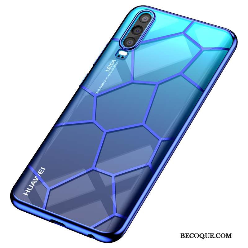 Huawei P30 Très Mince Bleu Coque De Téléphone Protection Transparent Fluide Doux