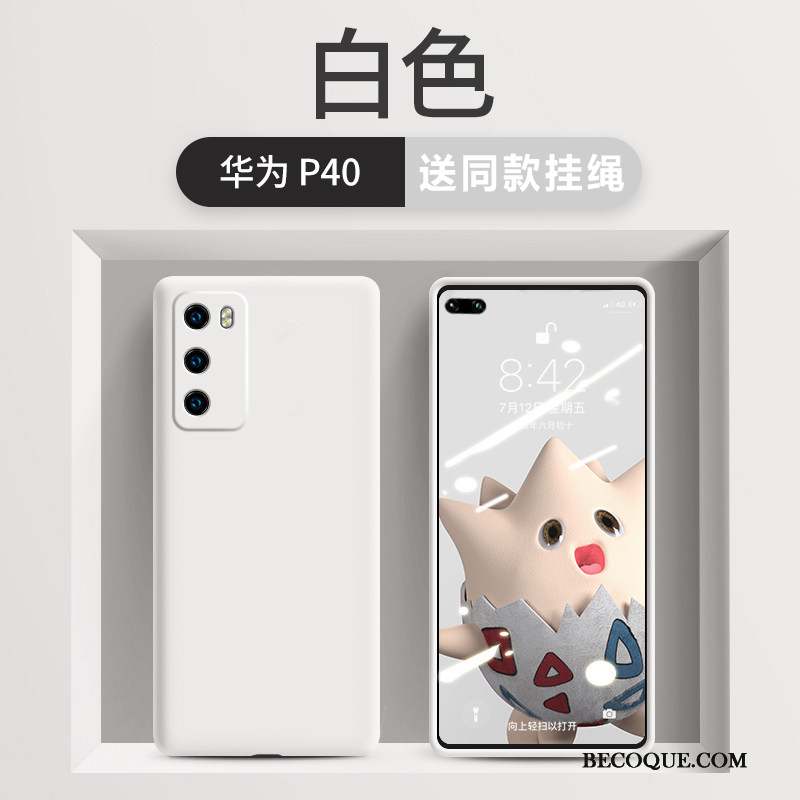 Huawei P40 Coque Net Rouge Protection Incassable Tout Compris Blanc