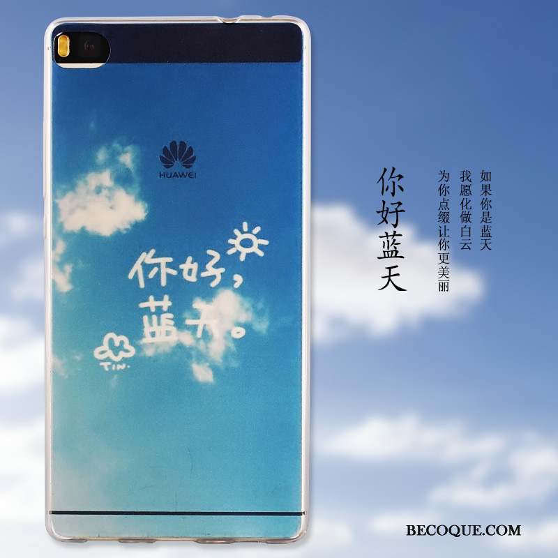 Huawei P8 Étui Bleu Peinture Fluide Doux Protection Coque De Téléphone