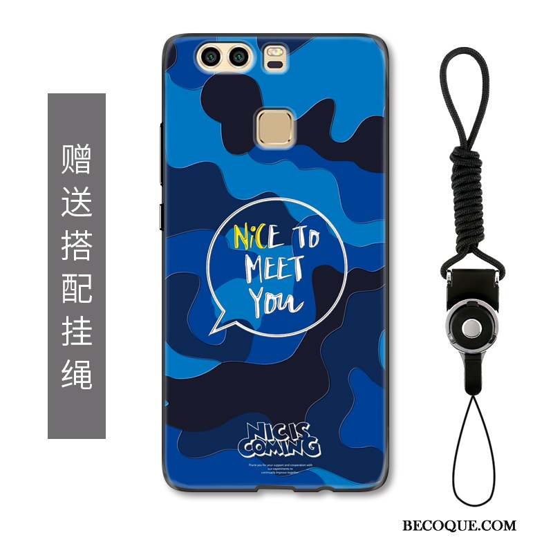 Huawei P9 Plus Coque De Téléphone Gaufrage Camouflage Créatif Tendance Bleu