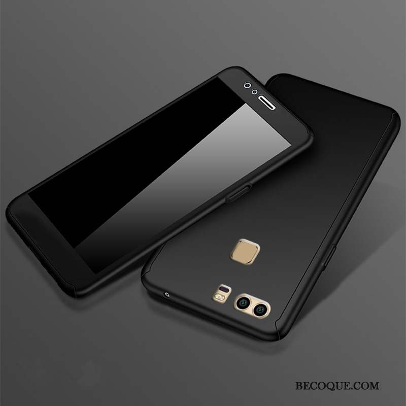 Huawei P9 Plus Coque De Téléphone Tout Compris Délavé En Daim Incassable Noir Protection