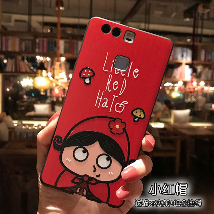 Huawei P9 Plus Rouge Dessin Animé Coque De Téléphone Ornements Suspendus Silicone