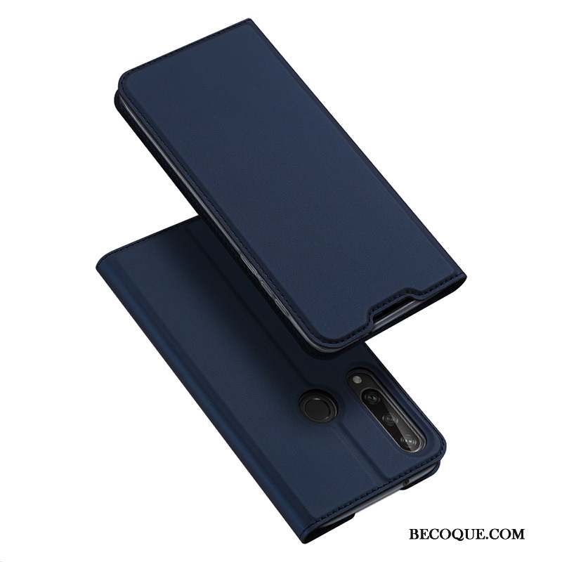 Huawei Y6p Étui En Cuir Incassable Bleu Marin Coque De Téléphone Carte Protection