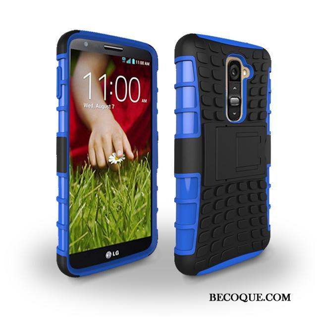 Lg G2 Support Armure Bleu Téléphone Portable Incassable Coque De Téléphone