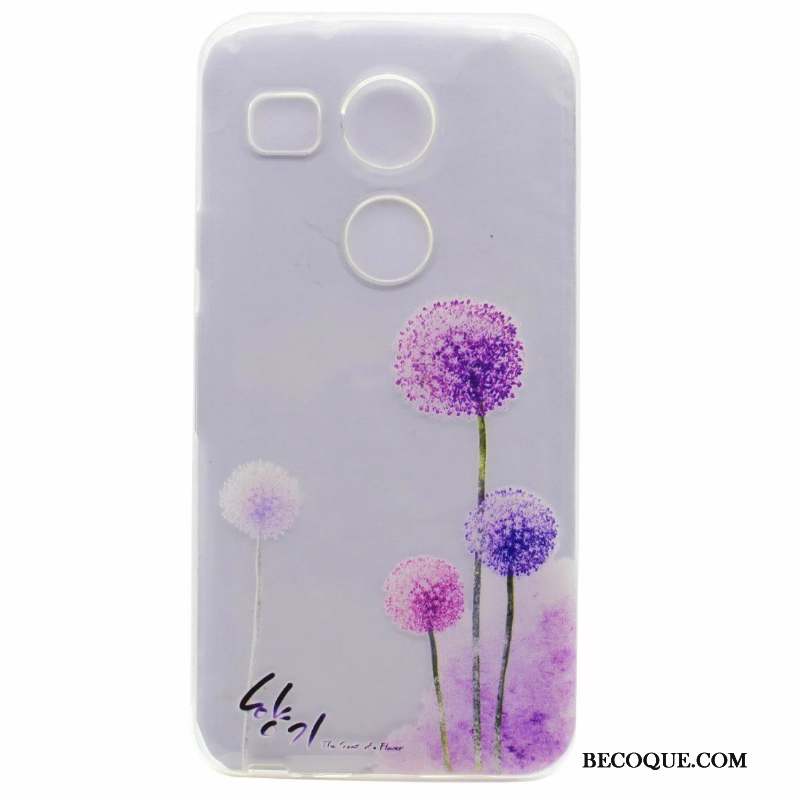 Lg Nexus 5x Violet Peinture Fluide Doux Protection Dessin Animé Coque
