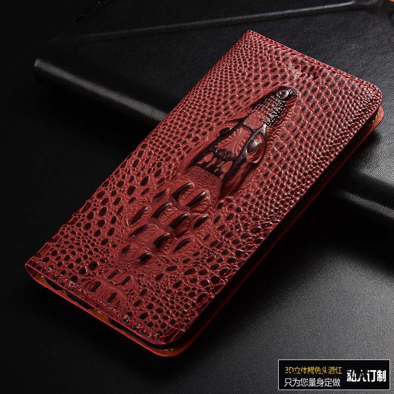 Lg V30 Coque Housse Étui En Cuir Protection Téléphone Portable Rouge Cuir Véritable