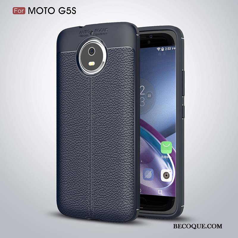 Moto G5s Bleu Coque De Téléphone Fluide Doux Incassable Silicone Tout Compris