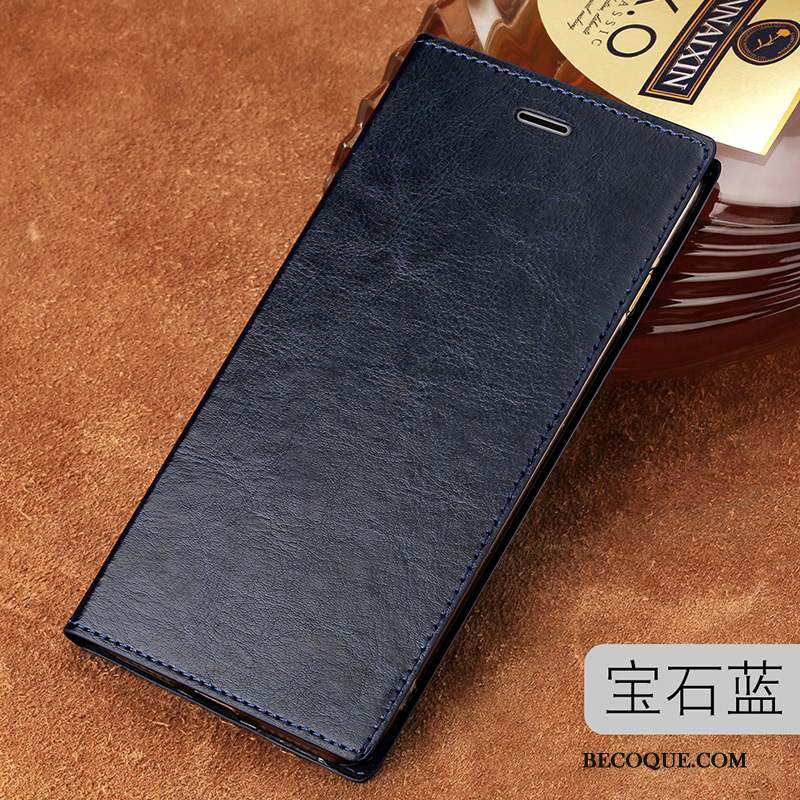 Redmi Note 5a Coque Cuir Véritable Housse Très Mince Simple Bleu Tendance