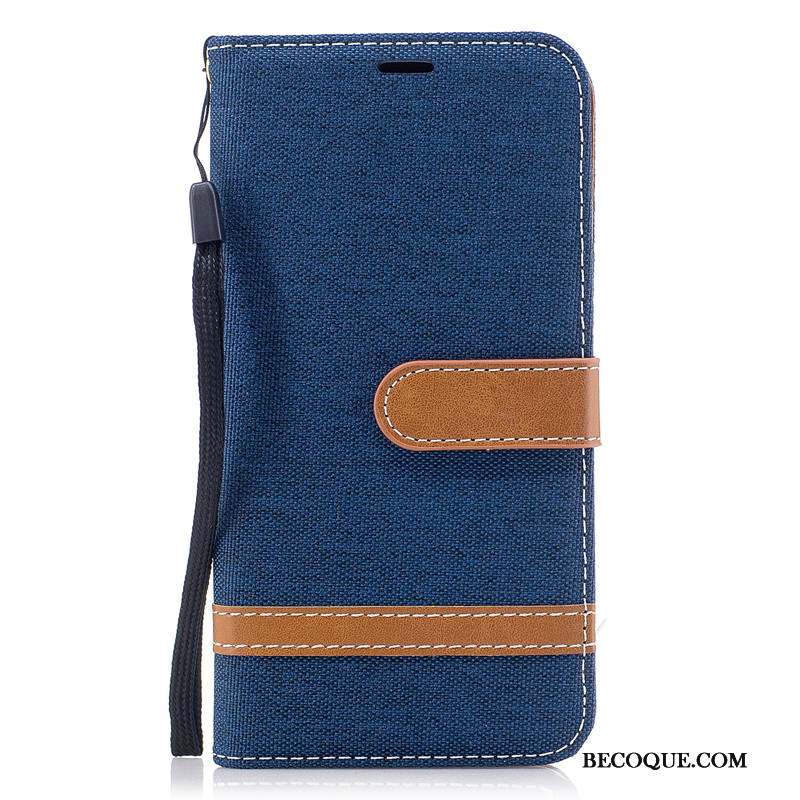 Redmi Note 6 Pro Protection Bleu Housse Portefeuille Tissu Coque
