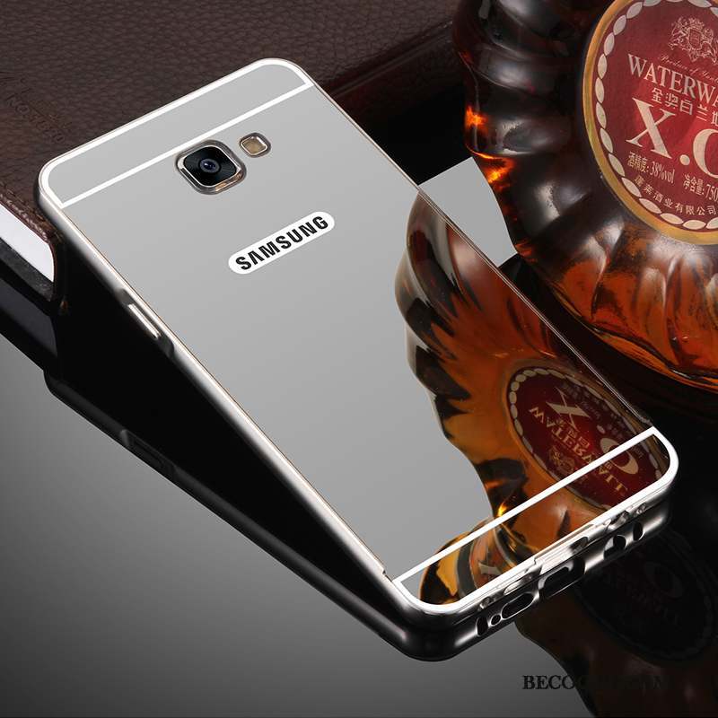 Samsung Galaxy A5 2017 Coque Argent Étui Border Incassable Miroir Protection