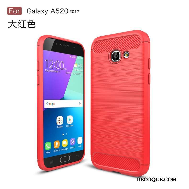 Samsung Galaxy A5 2017 Coque Modèle Fleurie Fluide Doux Rouge Protection Incassable Fibre
