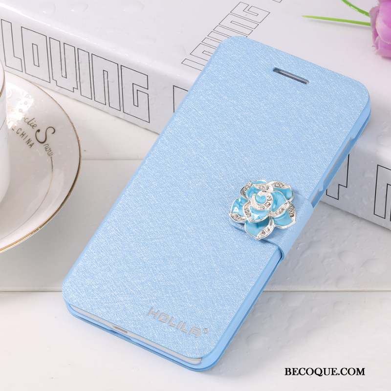 Samsung Galaxy A8 2018 Étui En Cuir Fleur Bleu Téléphone Portable Clamshell Coque De Téléphone