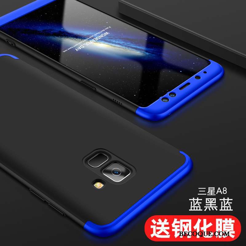 Samsung Galaxy A8+ Coque Incassable Silicone Bleu Protection Tout Compris Mince