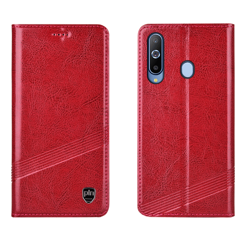 Samsung Galaxy A8s Coque Étui Étui En Cuir Rouge Téléphone Portable Tout Compris Cuir Véritable