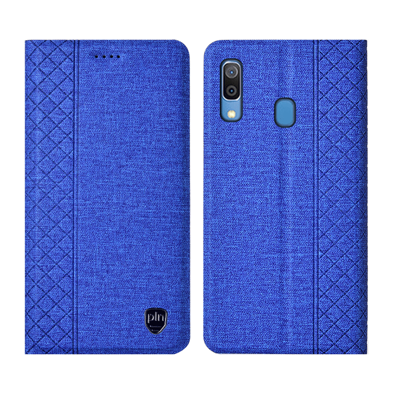 Samsung Galaxy M20 Étui Protection Étui En Cuir Clamshell Bleu Coque De Téléphone