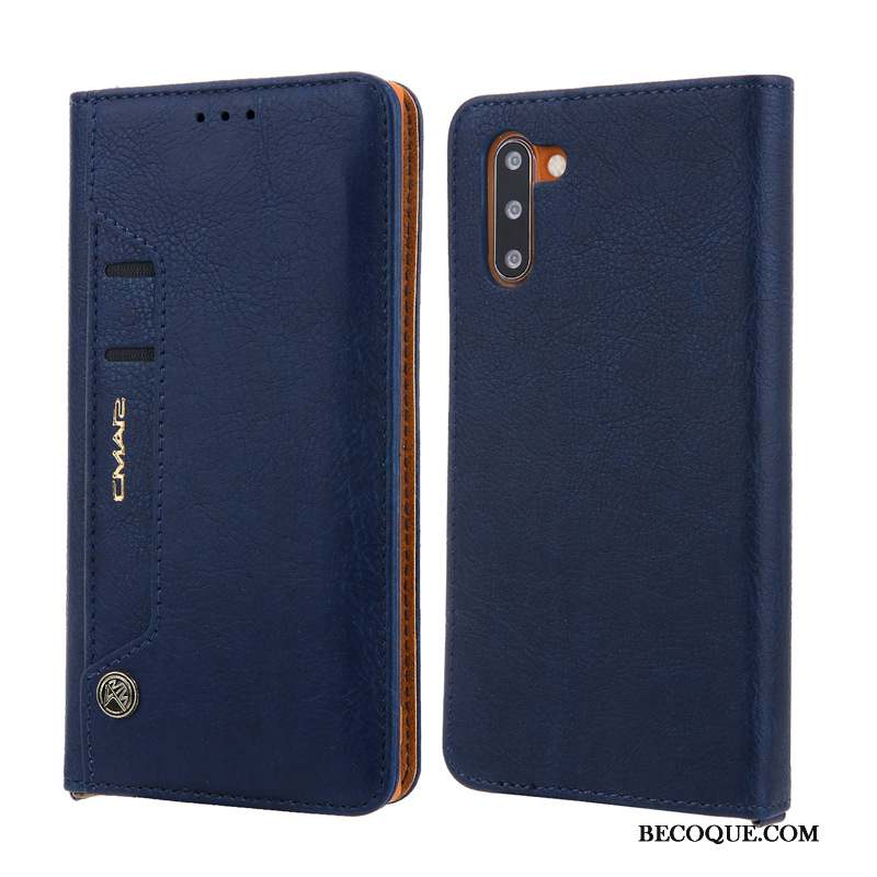 Samsung Galaxy Note 10 Protection Coque De Téléphone Bleu Étui En Cuir