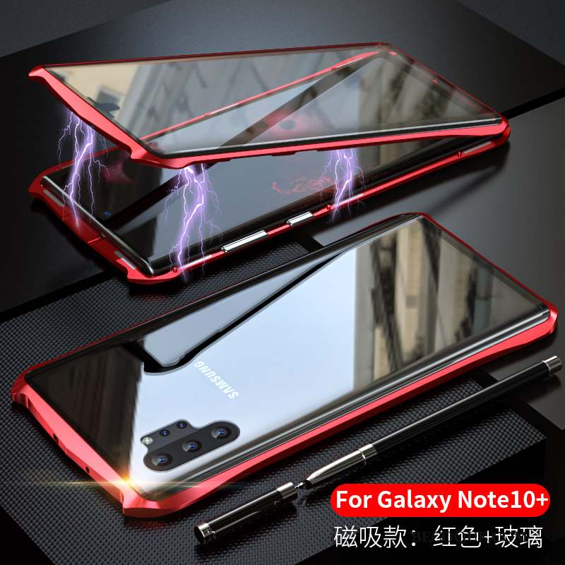 Samsung Galaxy Note 10+ Reversible Coque De Téléphone Rouge Verre Border Étui