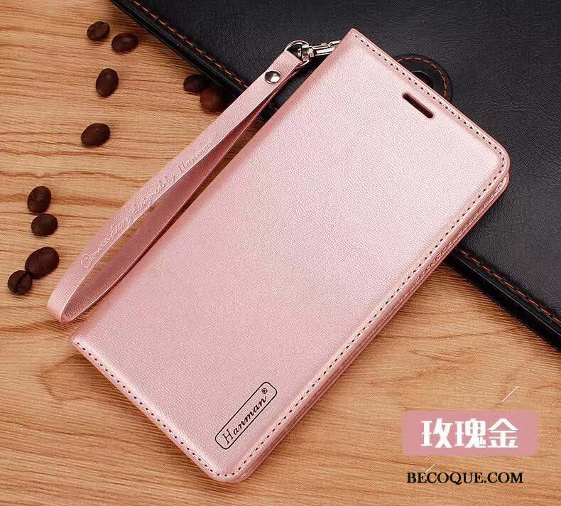 Samsung Galaxy Note 9 Étui En Cuir Clamshell Carte Rose Incassable Coque De Téléphone