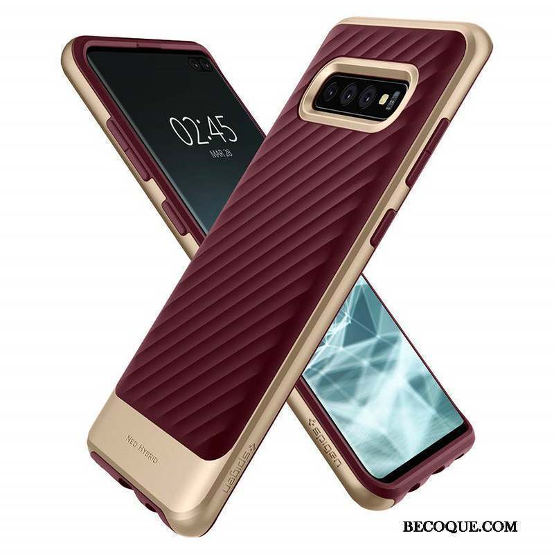 Samsung Galaxy S10+ Net Rouge Coque Incassable Protection Très Mince Étui