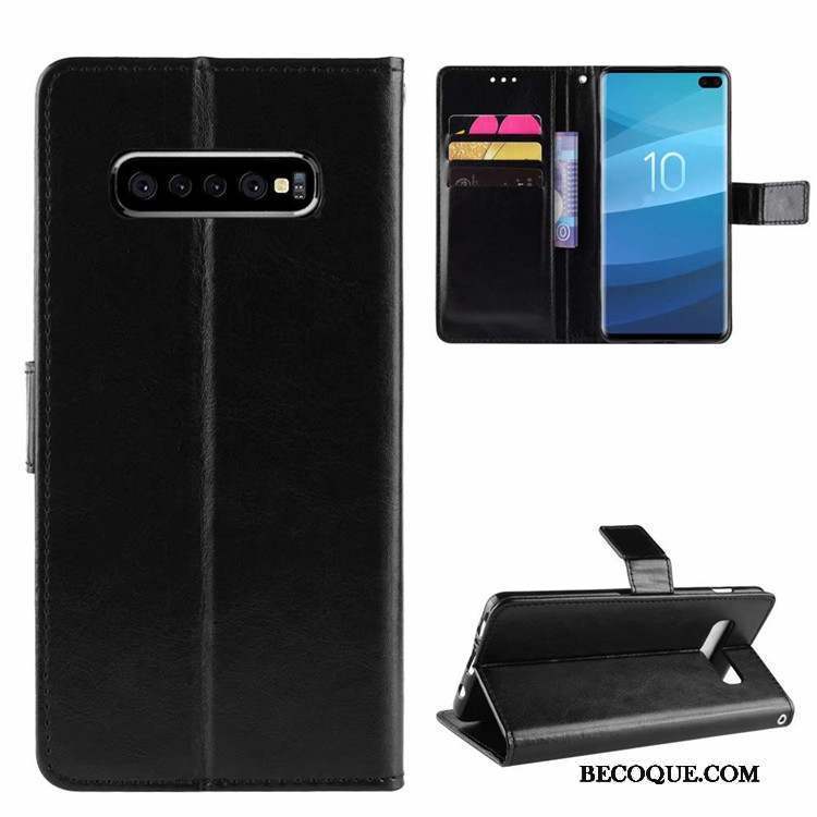 Samsung Galaxy S10+ Noir Carte Coque De Téléphone Protection Incassable Support
