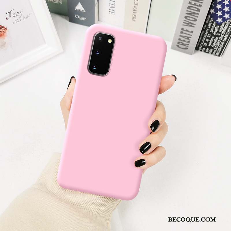 Samsung Galaxy S20 Coque Silicone Protection Clair Couleur Unie Rose Petit