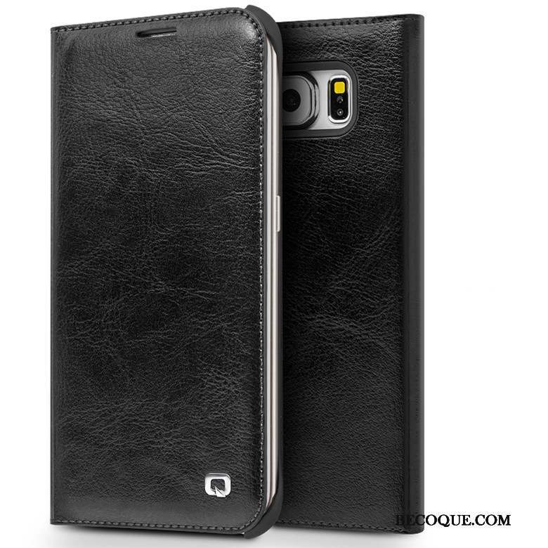 Samsung Galaxy S6 Edge Coque Noir Étui Téléphone Portable Housse Incassable Étui En Cuir