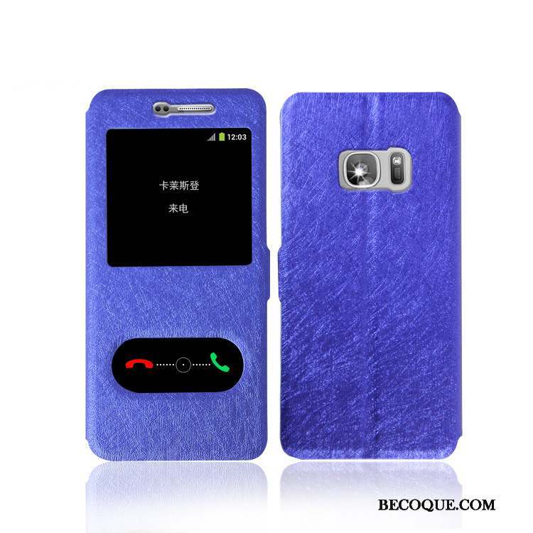 Samsung Galaxy S7 Bleu Élégant Coque De Téléphone Housse Étui En Cuir Téléphone Portable