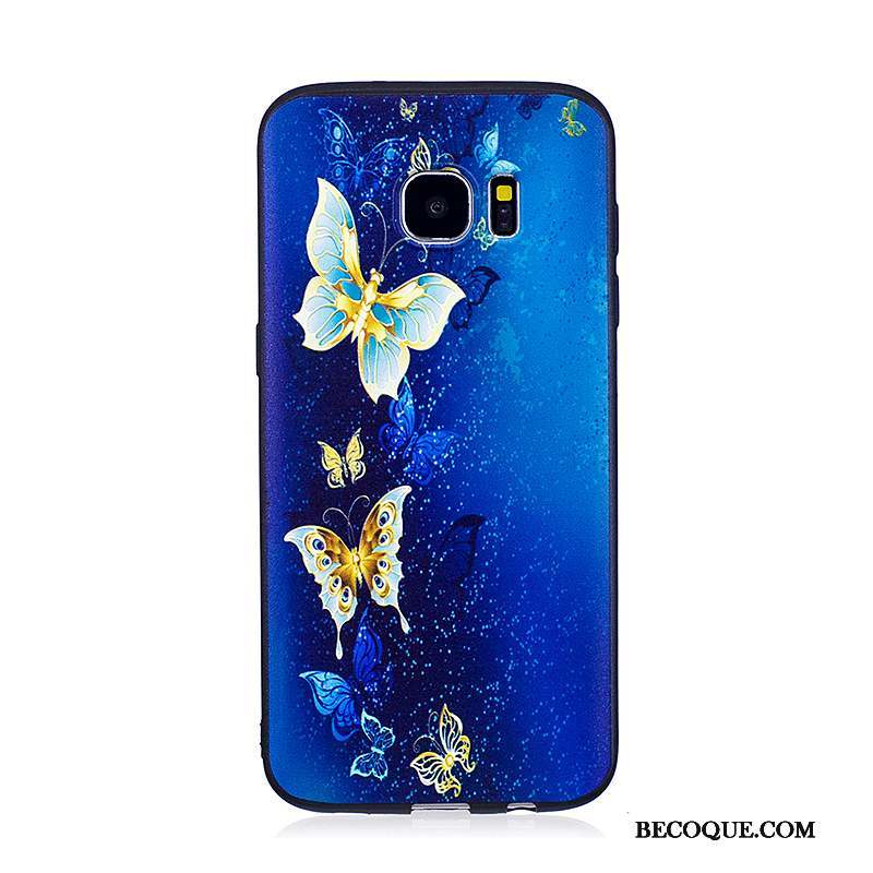 Samsung Galaxy S7 Edge Bleu Gaufrage Coque De Téléphone Étui Peinture Dessin Animé