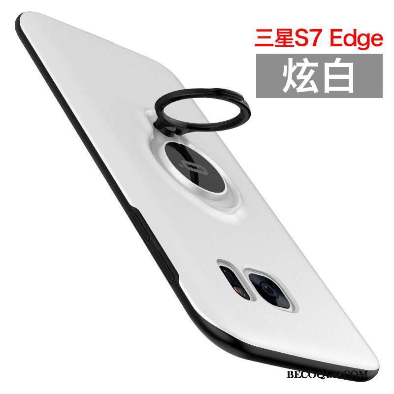 Samsung Galaxy S7 Edge Coque Magnétisme Difficile Tout Compris Étui Téléphone Portable Blanc