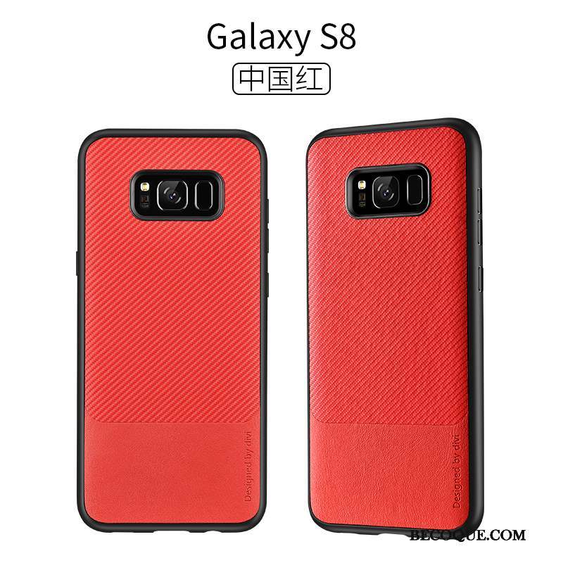 Samsung Galaxy S8 Coque De Téléphone Délavé En Daim Incassable Très Mince Rouge Silicone