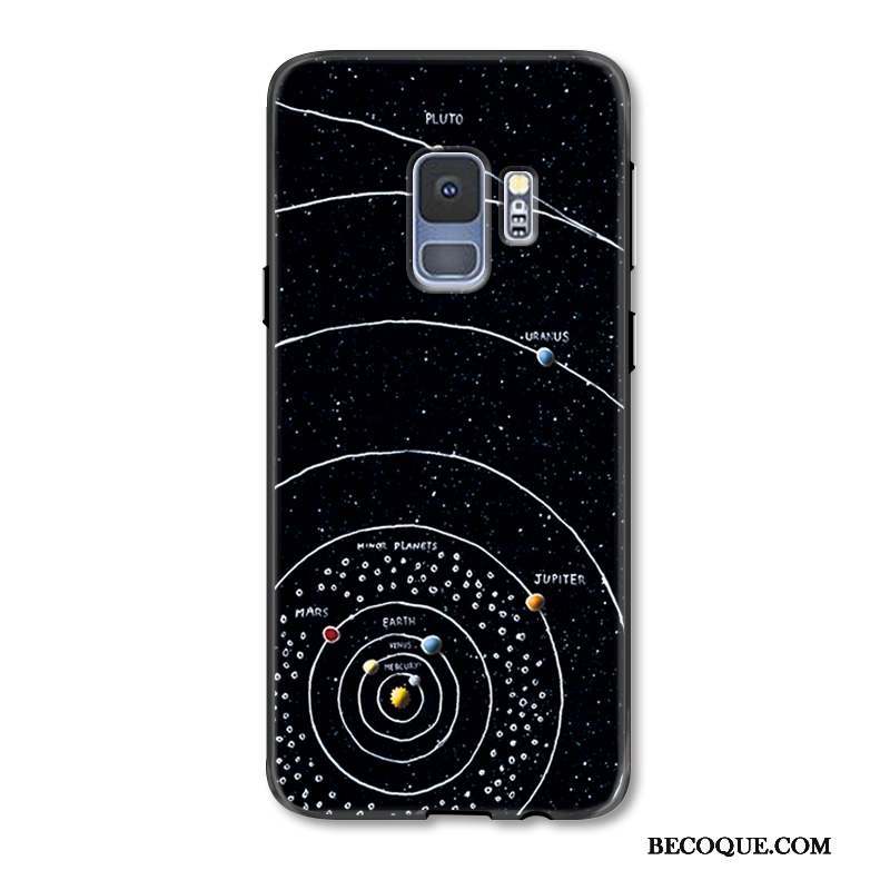 Samsung Galaxy S9+ Coque De Téléphone Incassable Gaufrage Noir Protection Étui