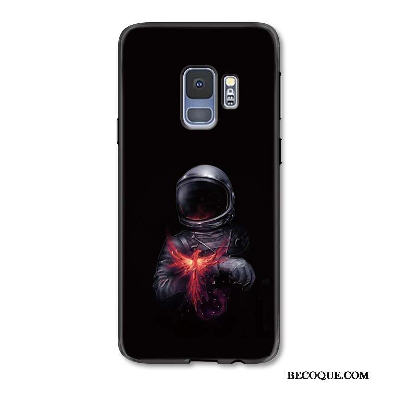 Samsung Galaxy S9 Coque Gaufrage Créatif Noir Personnalité Incassable Silicone