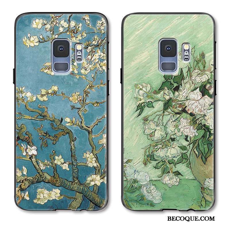 Samsung Galaxy S9+ Fleur Ornements Suspendus Rose Incassable Coque De Téléphone Silicone